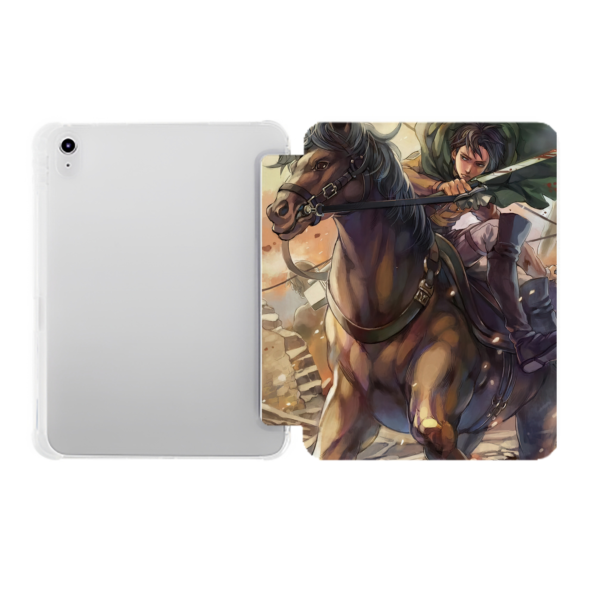 （画像用） 進撃の巨人 Attack on Titan IPad ケース ペン収納付き 三つ折りスタンド PUレザー×シリコン 対応機種9.5/10.5/10.9インチ
